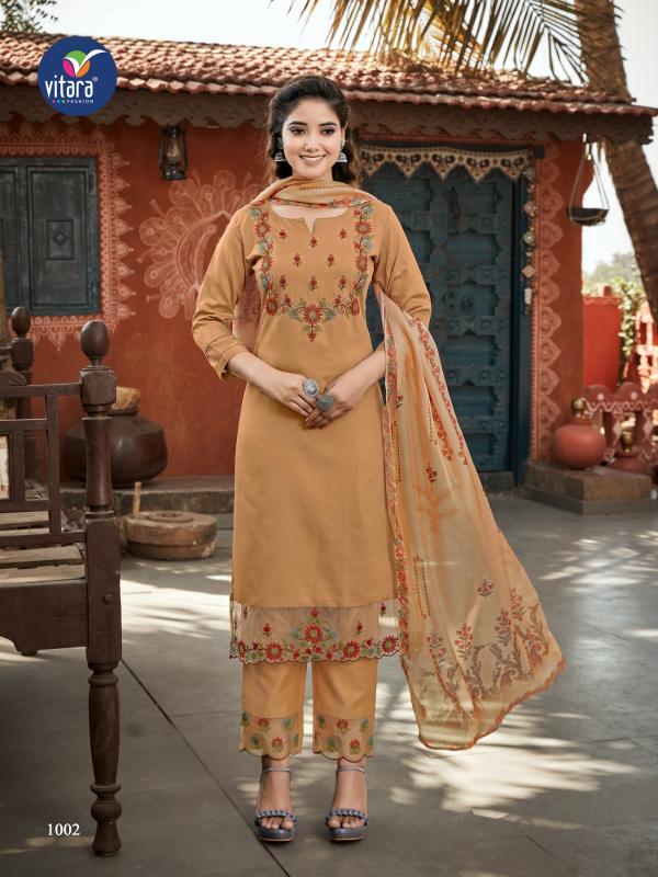 Vitara Saffron Styles Look Kurti With Bottom Dupatta Collection